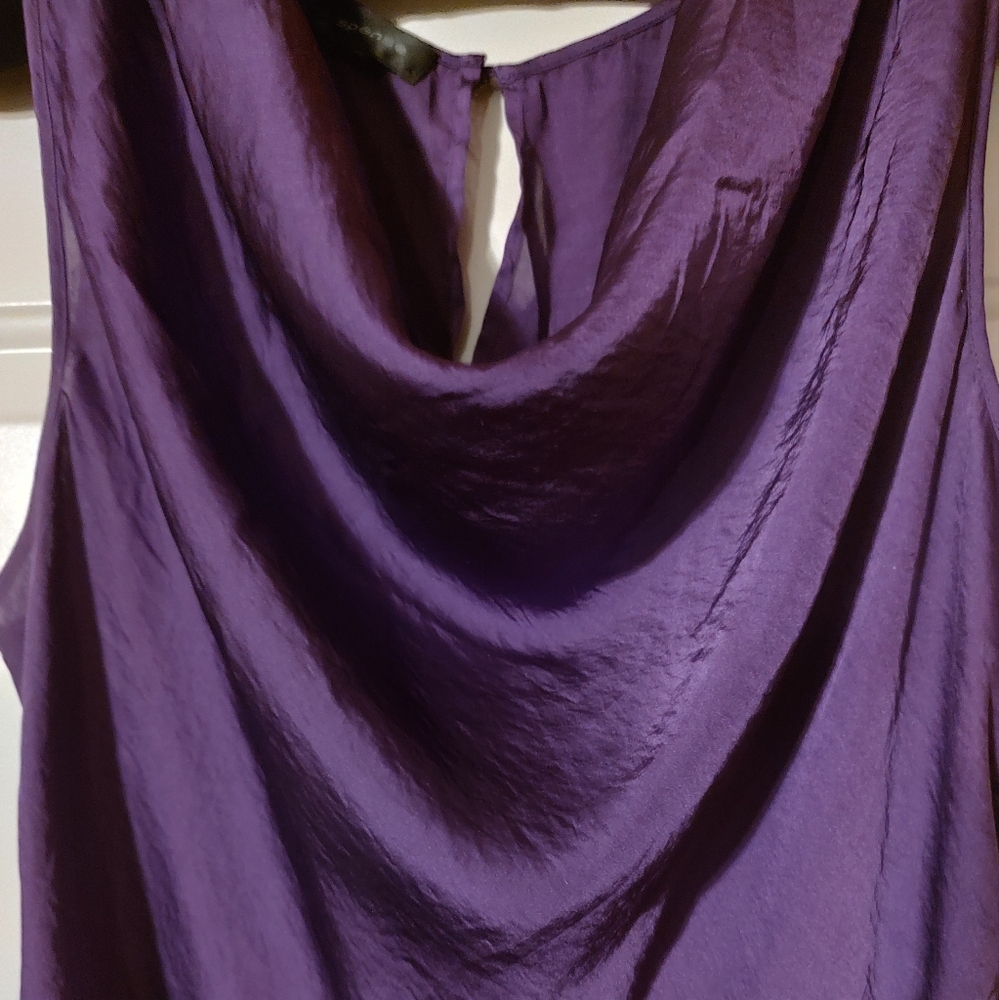 💜🪻💜 Sultry Rich Amethyst Purple Silky Satin Drape Neck Camisole Tank Top - XL - Picture 9 of 15